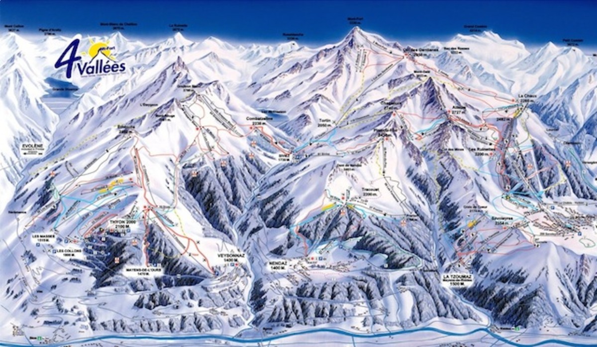 Les 4 Vallées featured Verbier, Nendaz, Thyon, Veysonnaz, and La Tzoumaz.