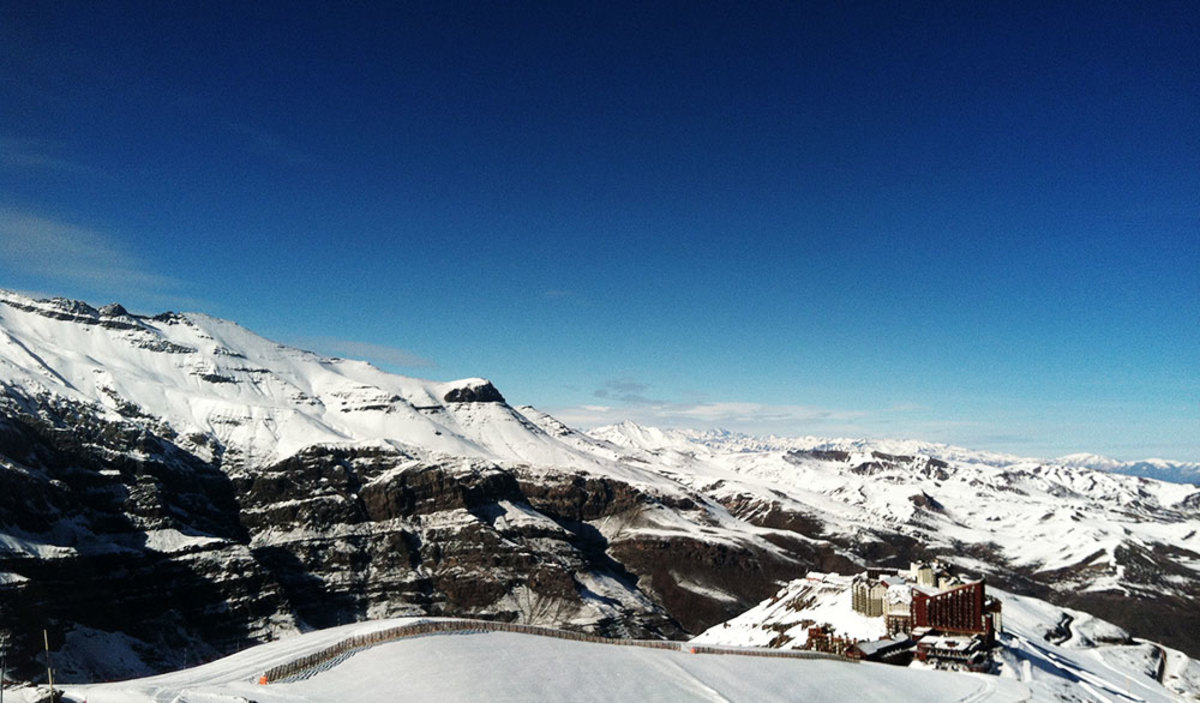 Looking down on Valle Nevado and the mountains toward Santiago. PHOTO: Julie Brown