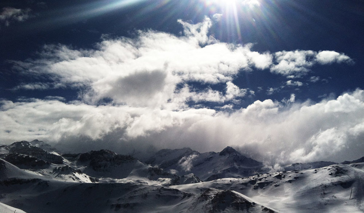 The clouds part over Valle Nevado. PHOTO: Julie Brown