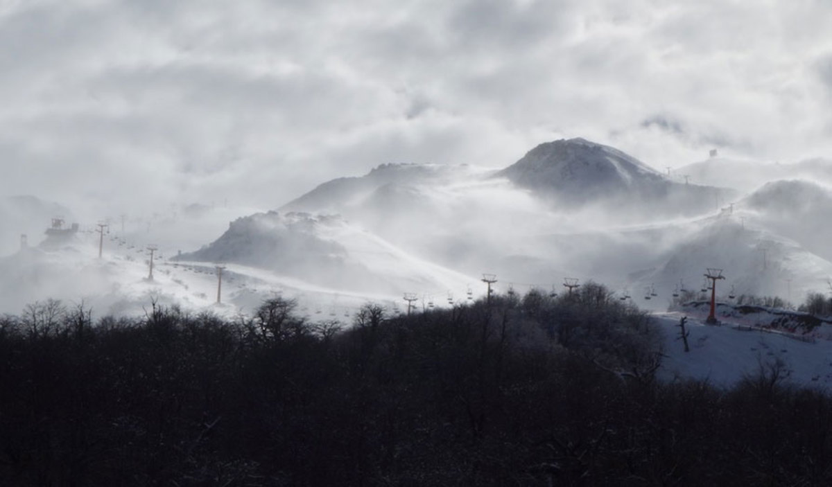 Nevados de Chillan is the spot to be this winter. But high winds and a storm nixed Post and Tabke's vision to hop in, ski, and hop out. PHOTO: Griffin Post
