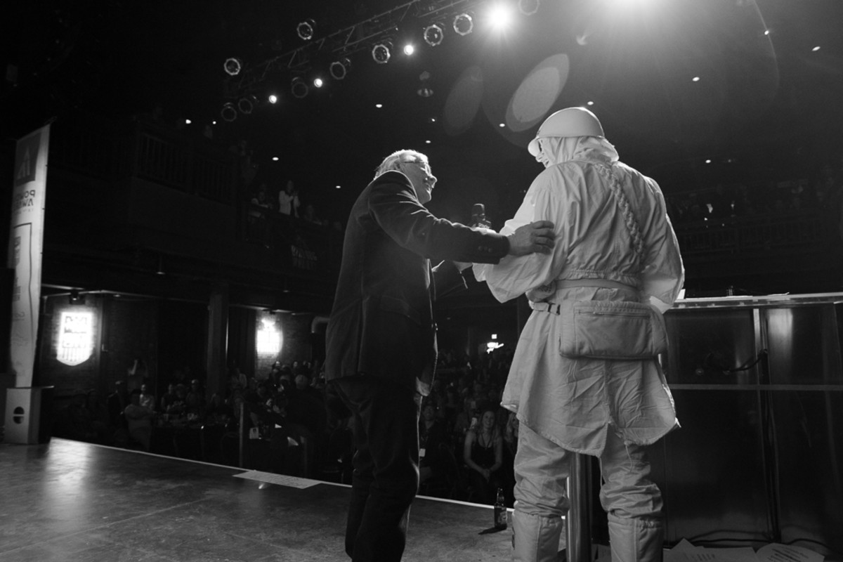 David and Jake Moe present the award for Movie of the Year. PHOTO: Powder Staff