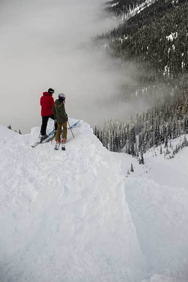 Riley Leboe and Tatum Monod check out the build progress. PHOTO: Bryan Ralph/Red Bull Content Pool