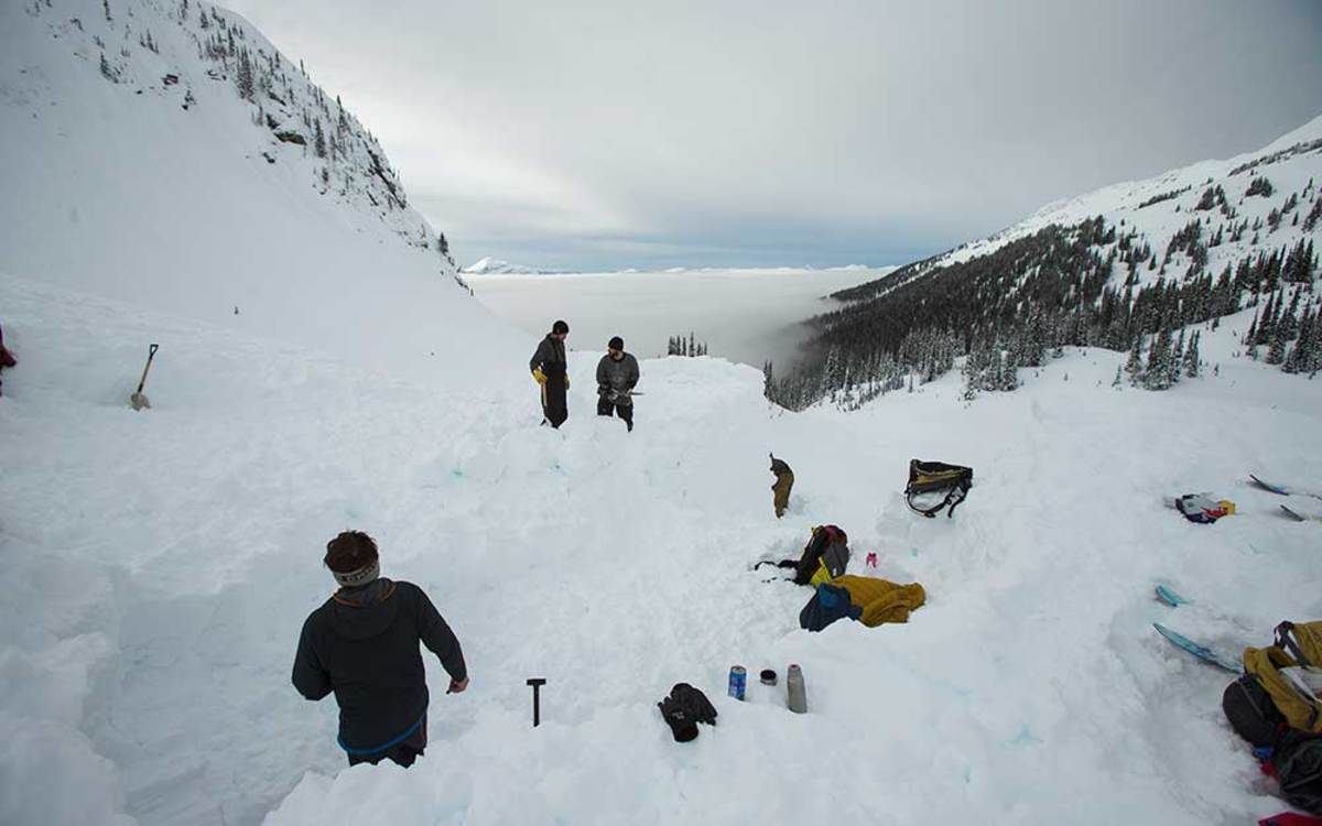 Shovel in hand, Leboe's crew builds the features for the slopestyle course. PHOTO: Bryan Ralph/Red Bull Content Pool
