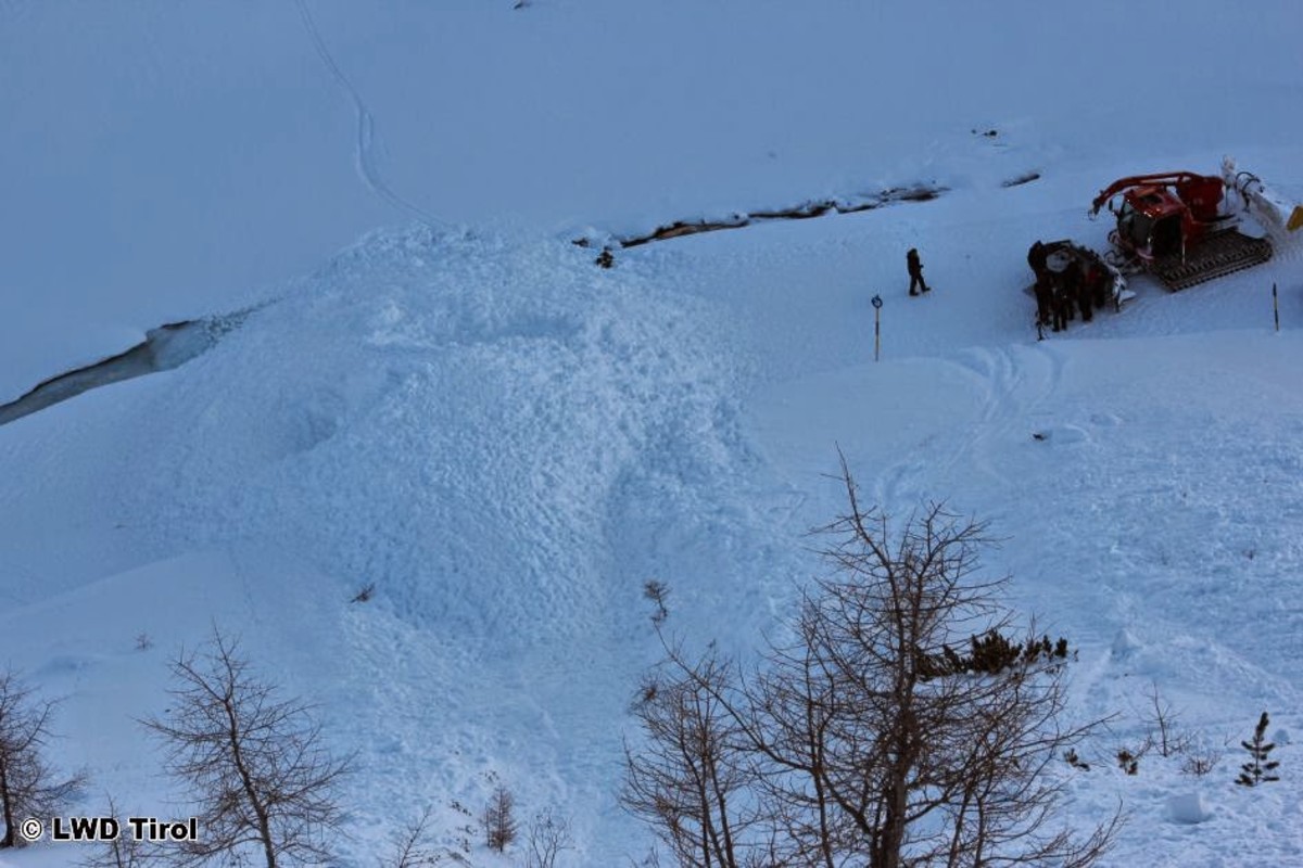 The debris from the avalanche that killed two skiers on the U.S. Development Team on Monday in Austria. PHOTO: Tyrol Avalanche Warning Service