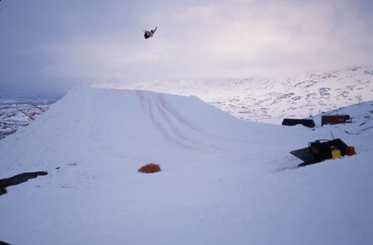 J.P. Auclair hits the quarterpipe.