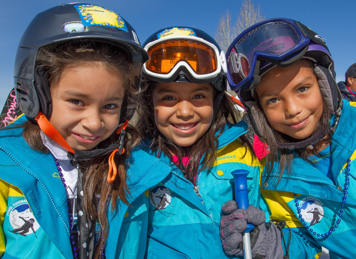 Cousins Karoline Montez, Lilly Barrera, and Angie Bernstien have been skiing with the Doug Coombs Foundation for three years. PHOTO: Emily Coombs