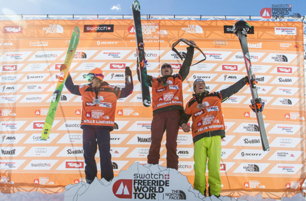 Rodney stands atop the podium.