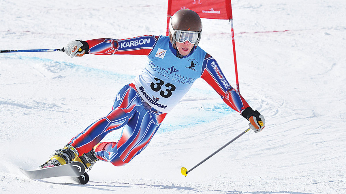 U.S. Telemark Ski Team Member Charlie Dresen drops the knee for the win. PHOTO: Teleski World Championships