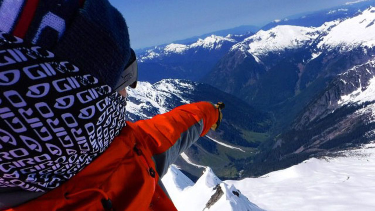 The author points to the car in the valley down, down, down below. PHOTO: Drew Tabke