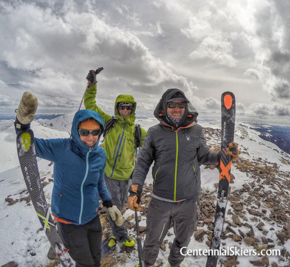 The Centennial Skiers stand atop peak number 99, Stewart Peak. PHOTO: The Centennial Skiers