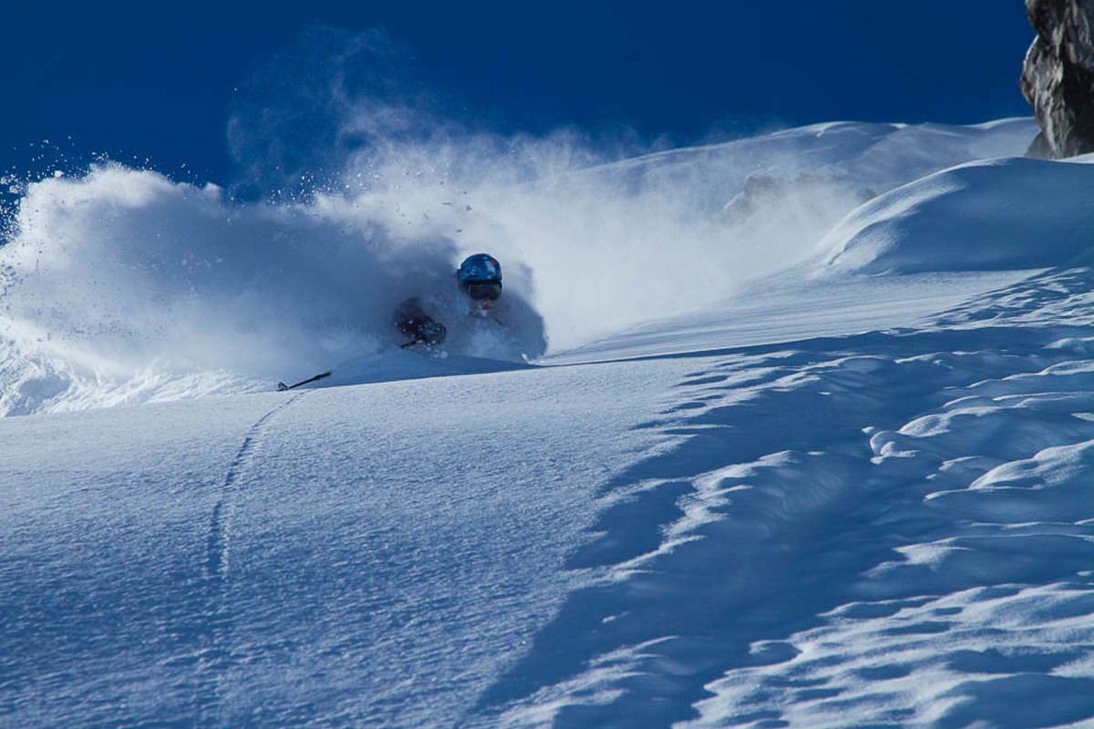 The Andes encompass 1.3 million square miles of rugged backcountry terrain—and pow. Eliel Hindert takes his slice as La Parva, Chile. PHOTO: Adam Clark