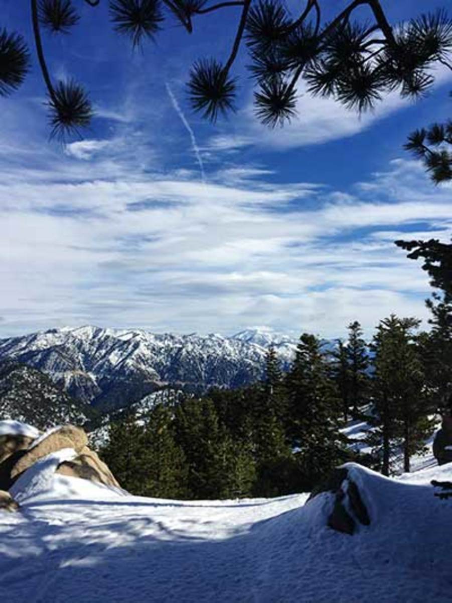 The San Gabriel mountains. The "Hollywood" sign is just on the other side of those peaks. PHOTO: Julie Brown