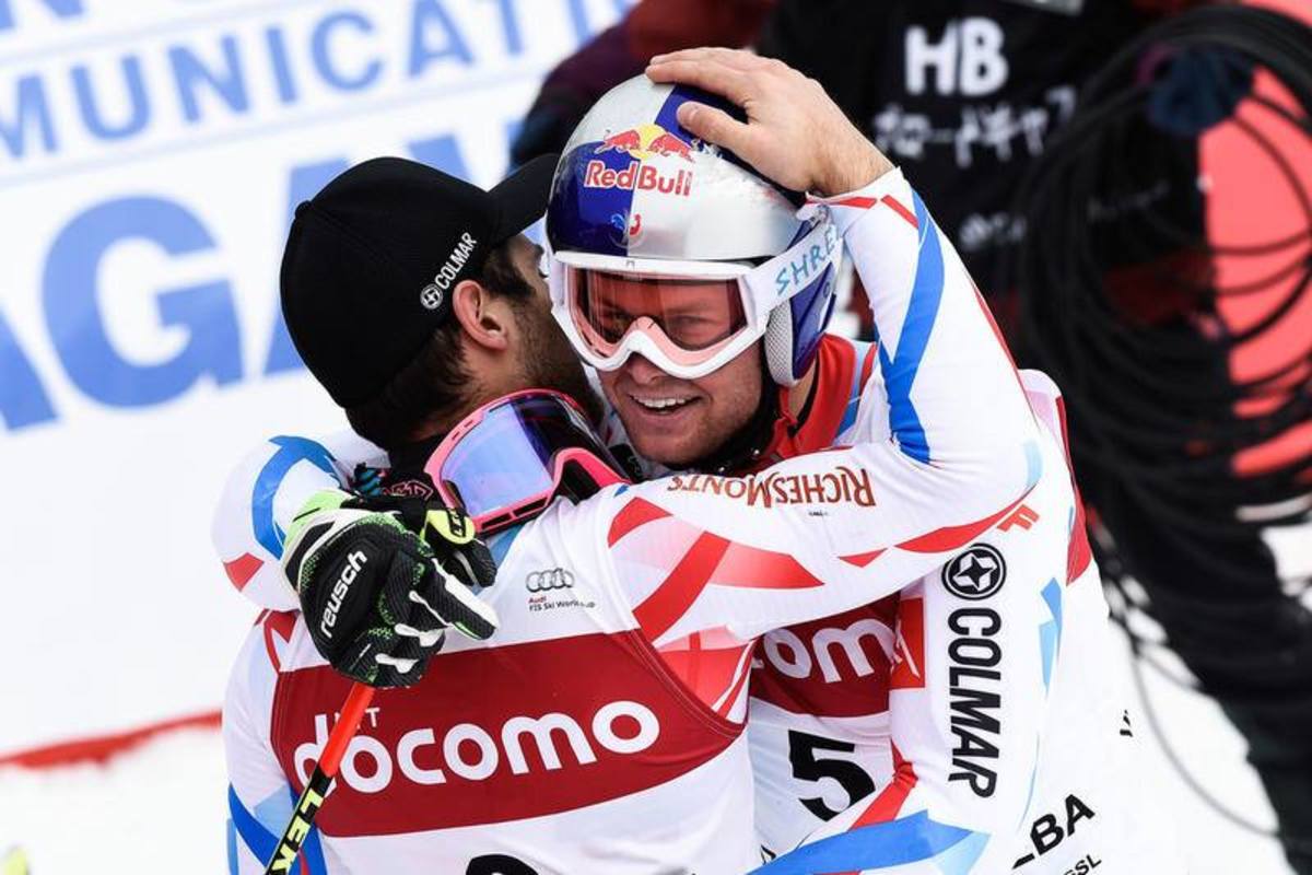 Ski racers celebrate