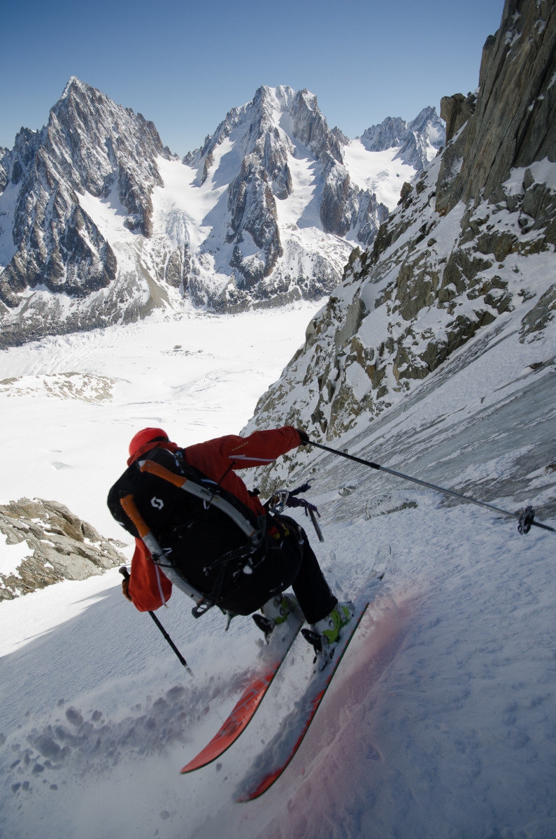When it comes to high-angle ski photography, few can match Figenshau's skill set. Nathan Wallace on the Tour Ronde in Chamonix, France. PHOTO: Chris Figenshau