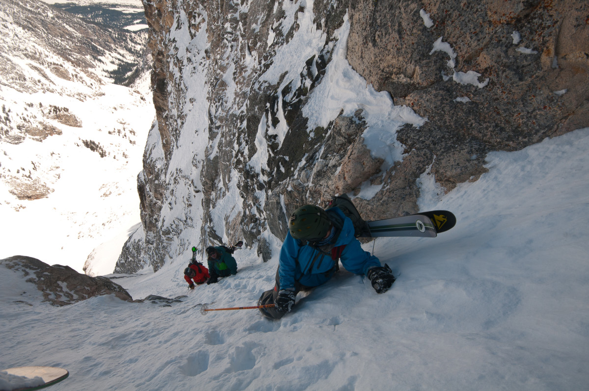 Calm and reliable, Figs quietly documents elite mountaineering teams across the globe. Here, he points his lens down a spicy line in the Tetons. PHOTO: Chris Figenshau