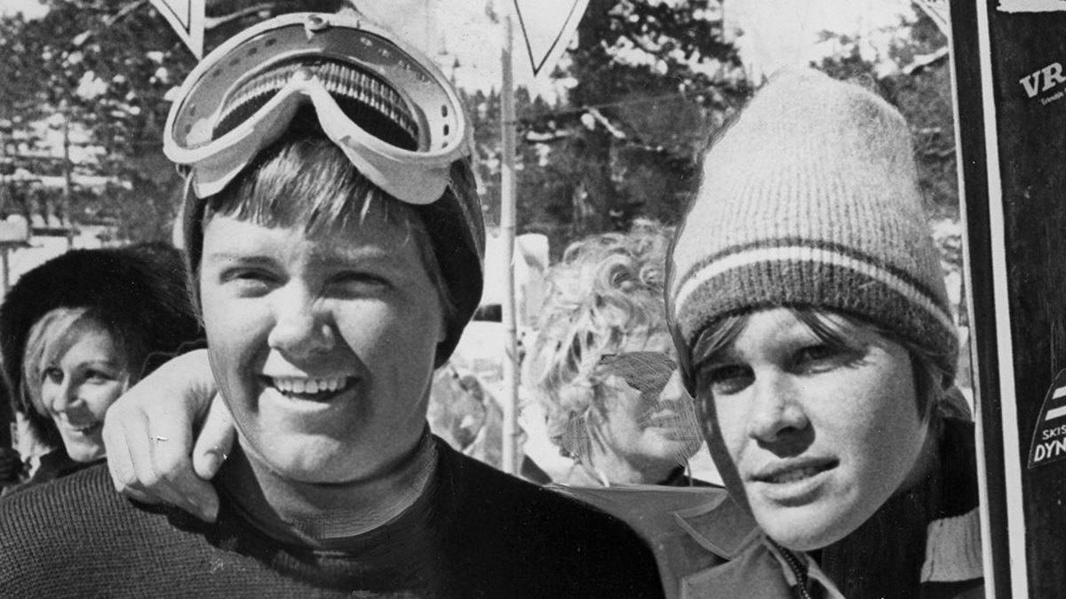 U.S. ski racer Marilyn Cochran (left) took second in the giant slalom at Squaw Valley on March 1, 1969, the last time a World Cup race was held there. She is pictured with France's Florence Steurer, who won the race. PHOTO: Bill Young/Squaw Valley