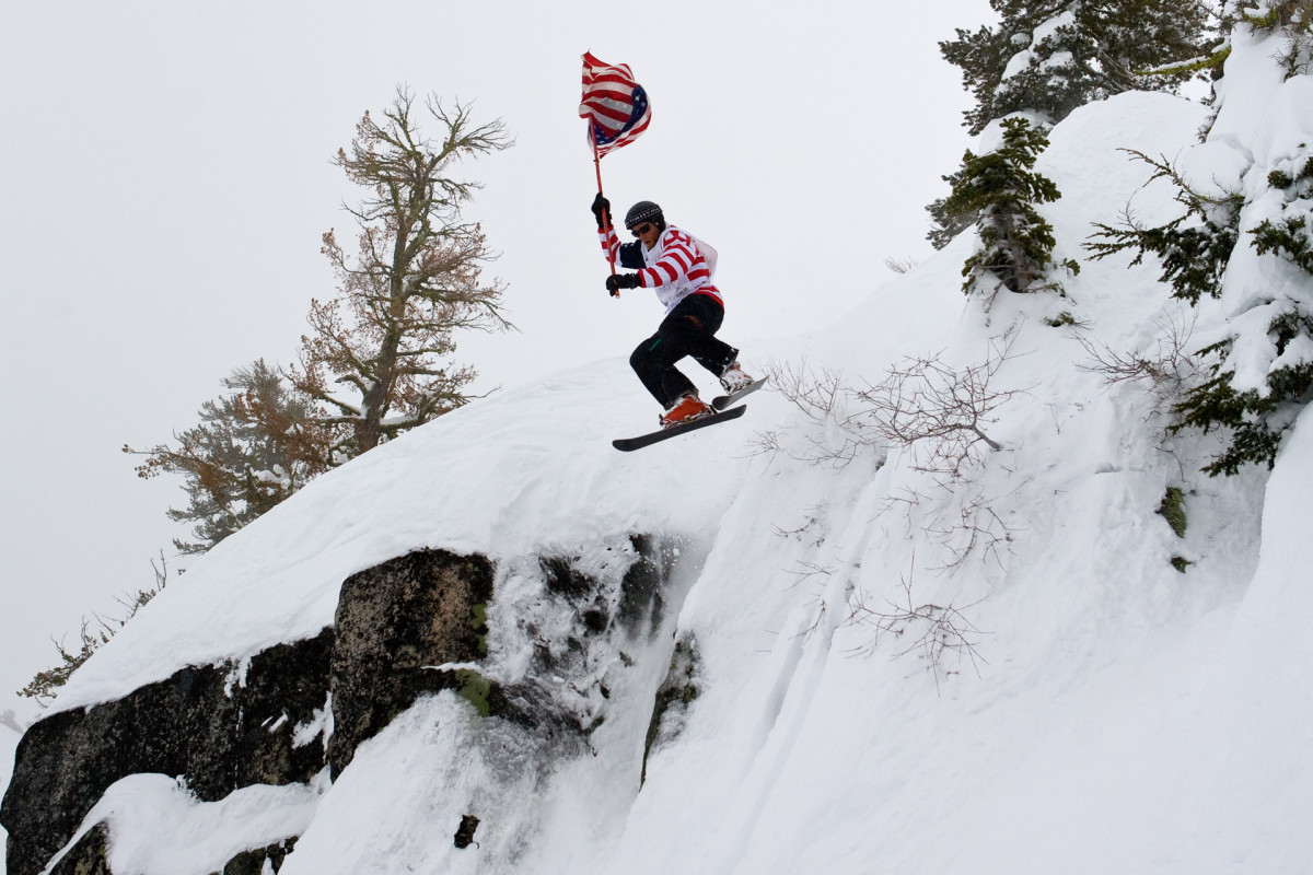 Show your American pride by showing up to the polls on November 8 to vote in the U.S. Presidential Election. John Lange takes his American flag down the Enchanted Forest at Squaw Valley. PHOTO: Ryan Salm
