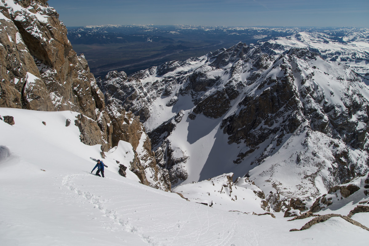 "Greg Collins is someone who will never quite, not just skiing and climbing, but pioneering new routes," says friend and guide Doug Workman. Here, Collins climbs the Middle Teton. PHOTO: Mark Fisher
