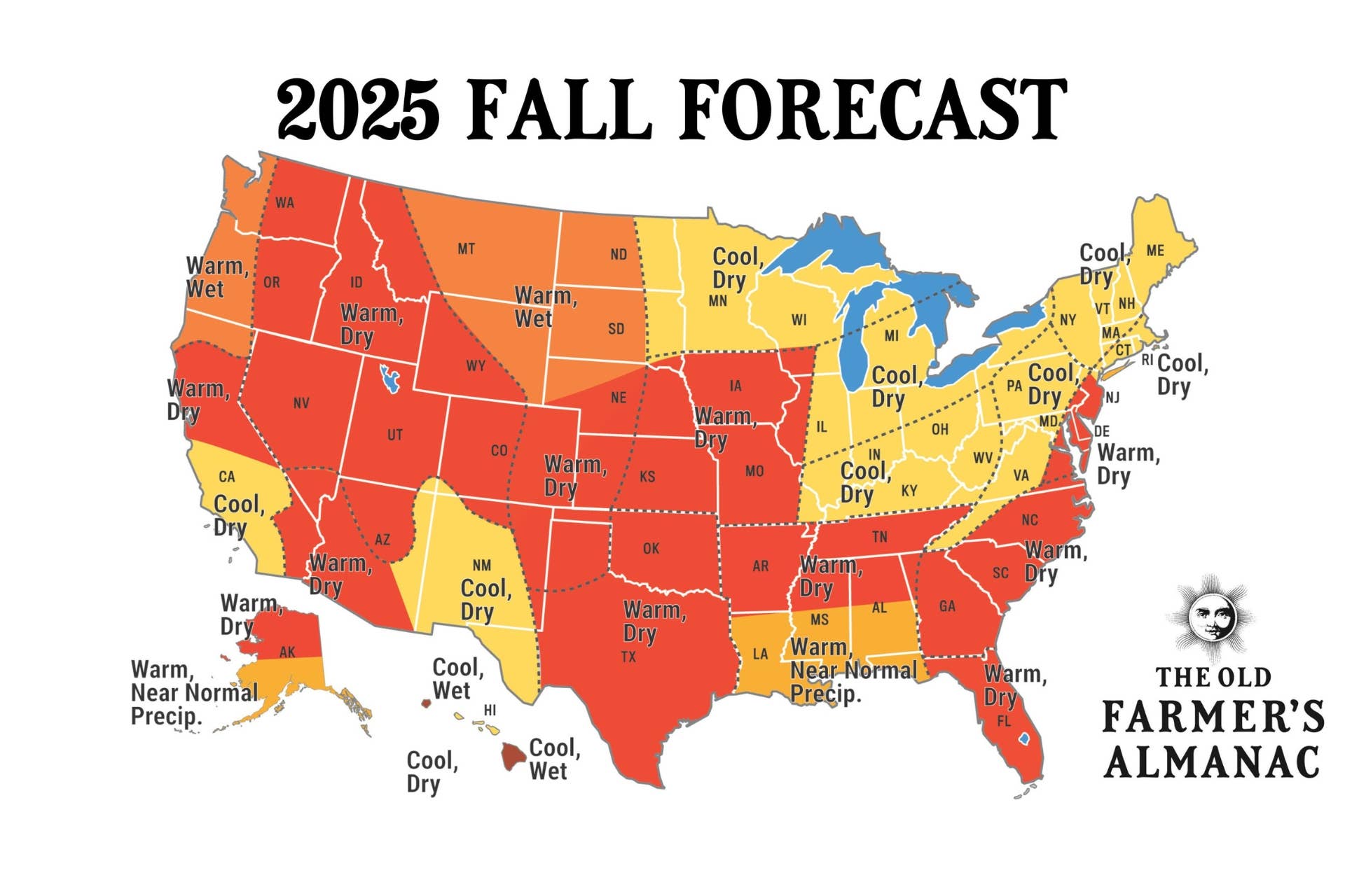 Old Farmer's Almanac Winter 25/26 Forecast Map and Weather - POWDER
