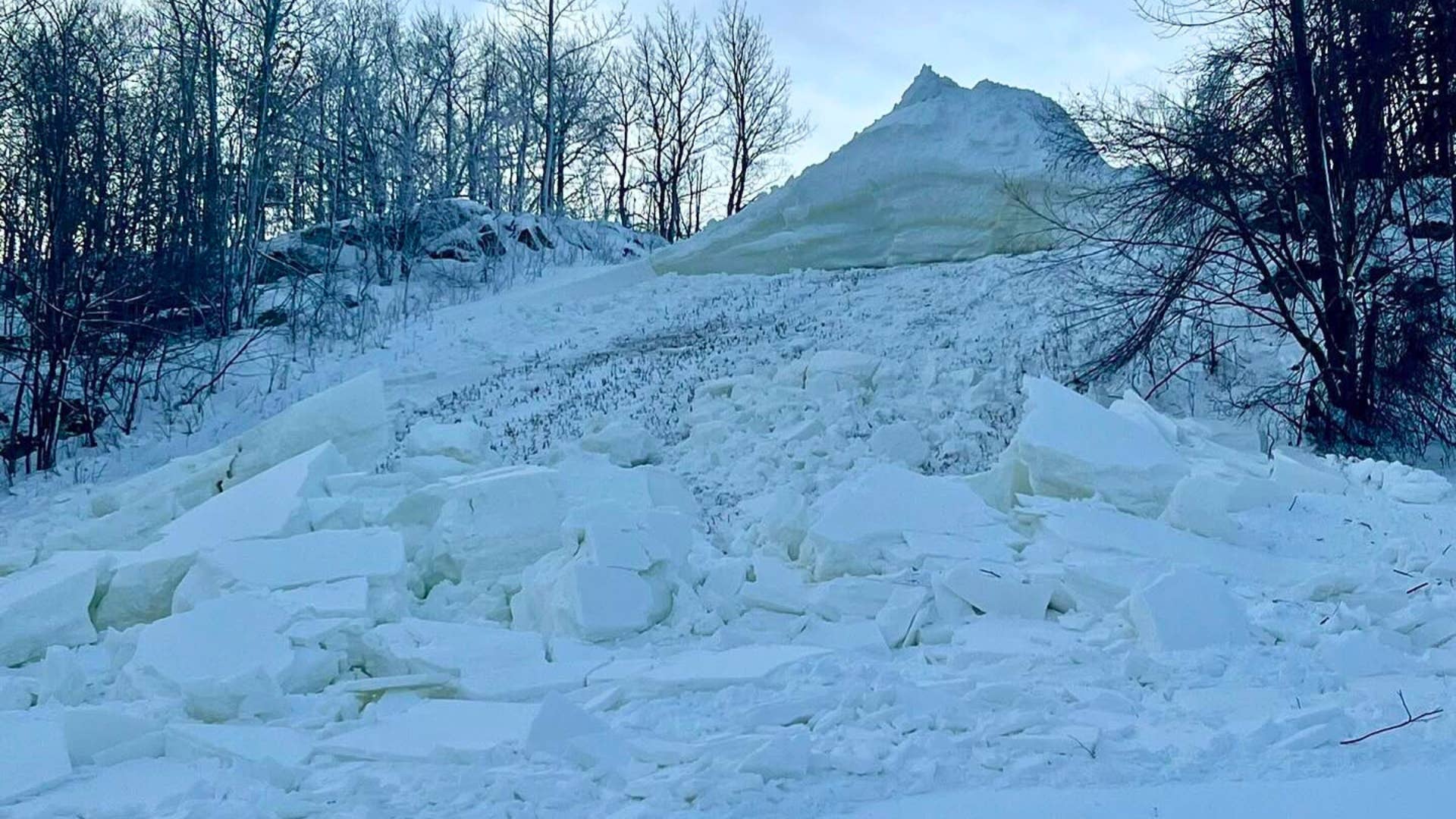 Manmade avalanche at Big Powderhorn Mountain Resort.