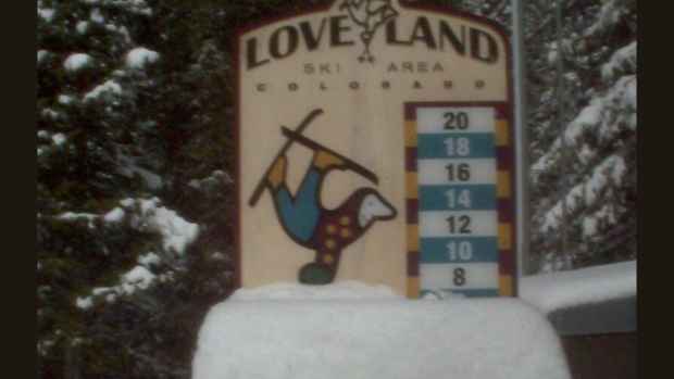 Loveland Ski Area, Colorado snowstake on the morning of May 1, 2025.