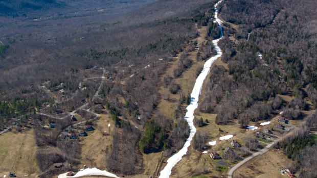 An aerial view of Black Mountain's lone remaining snow-covered trail. It's not much, but dang does it look like fun.