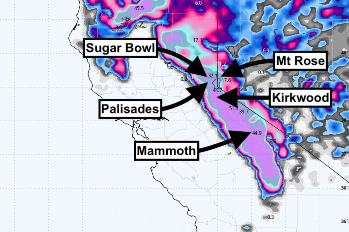 Winter Storm Alert: Five Feet of Snow Inbound for California Ski Resorts