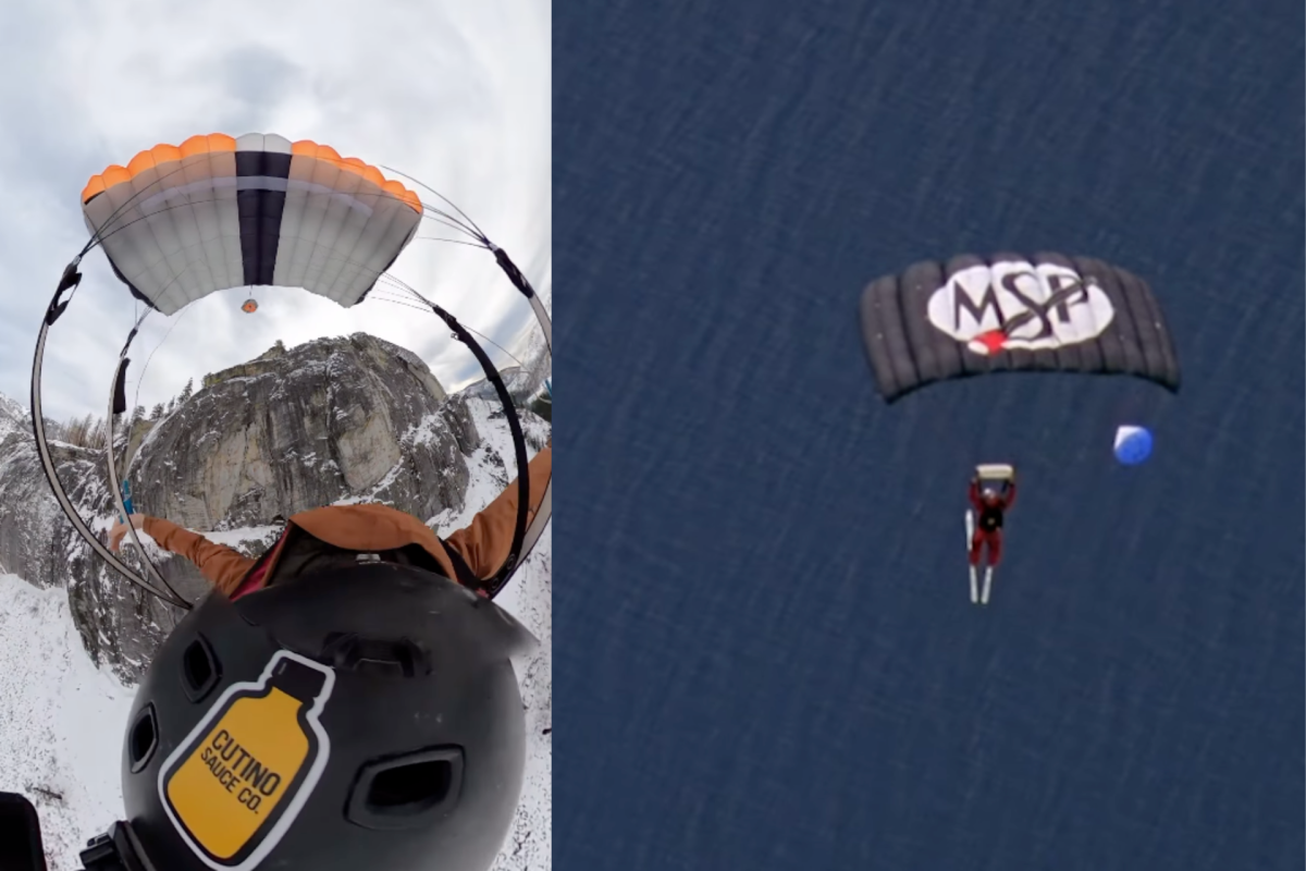 Skier Recreates Iconic Shane McConkey BASE Jump