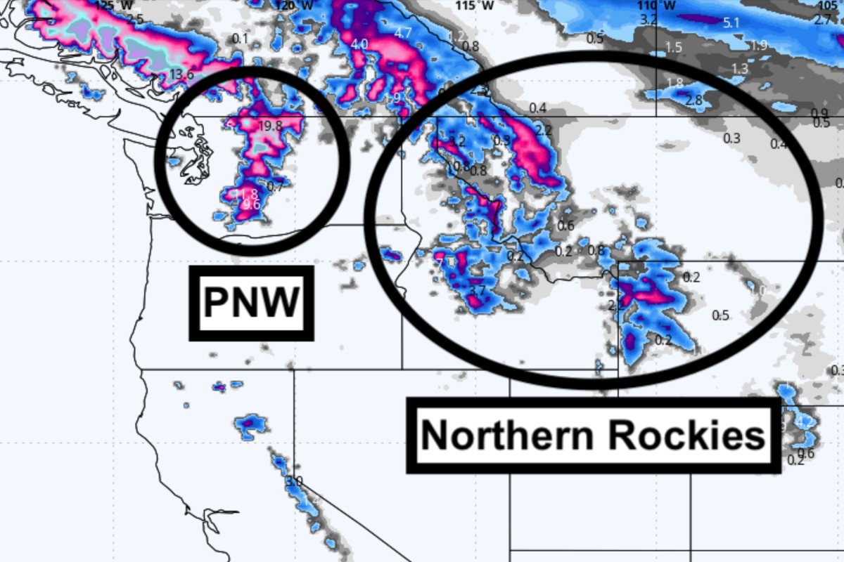 Consistent Snowfall To Stack Up Across The West This Week, Whistler In Bullseye