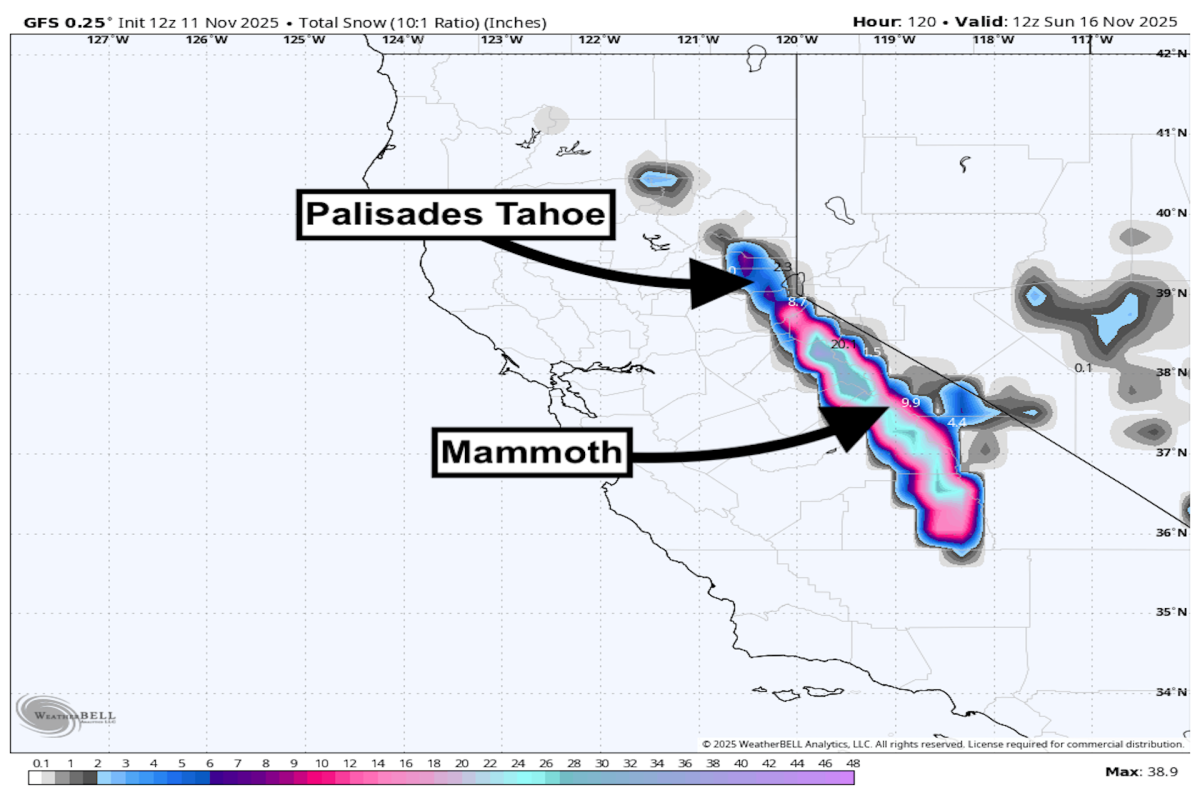 California Ski Resorts Bracing for Strong Winter Storm—Over 12 Inches of Snow Forecasted