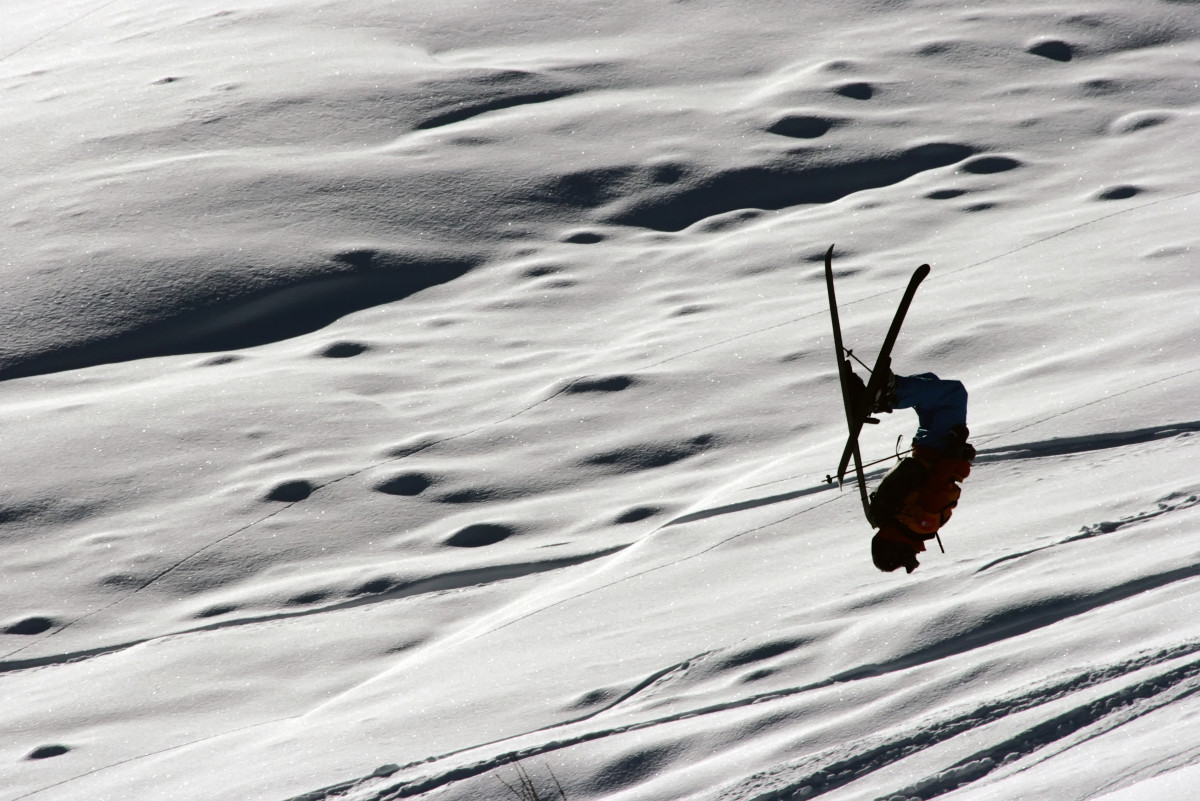Watch Crowds Gather As Skier Attempts Back Flip Off 'Air Jordan' at