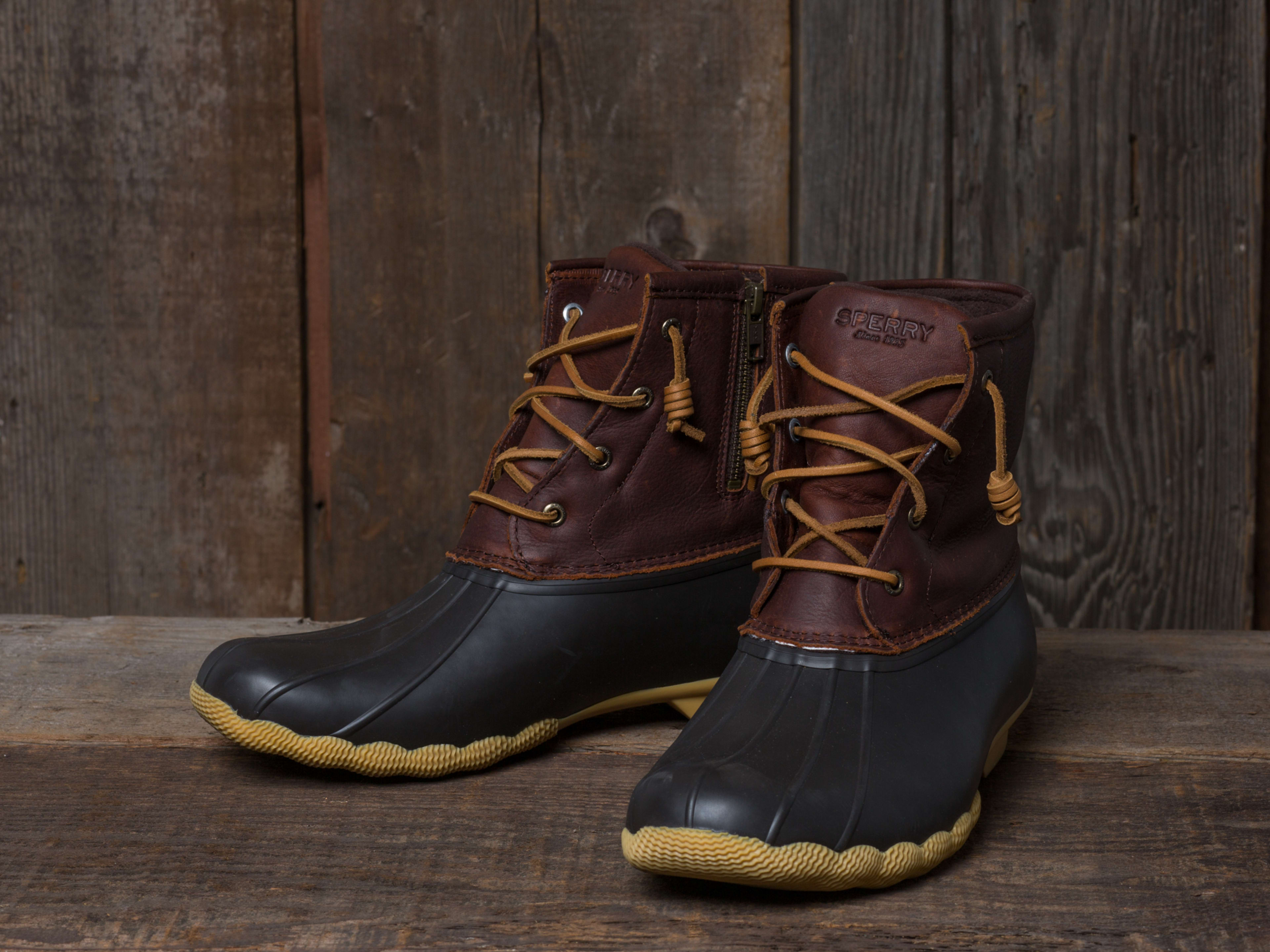 sperry striped duck boots