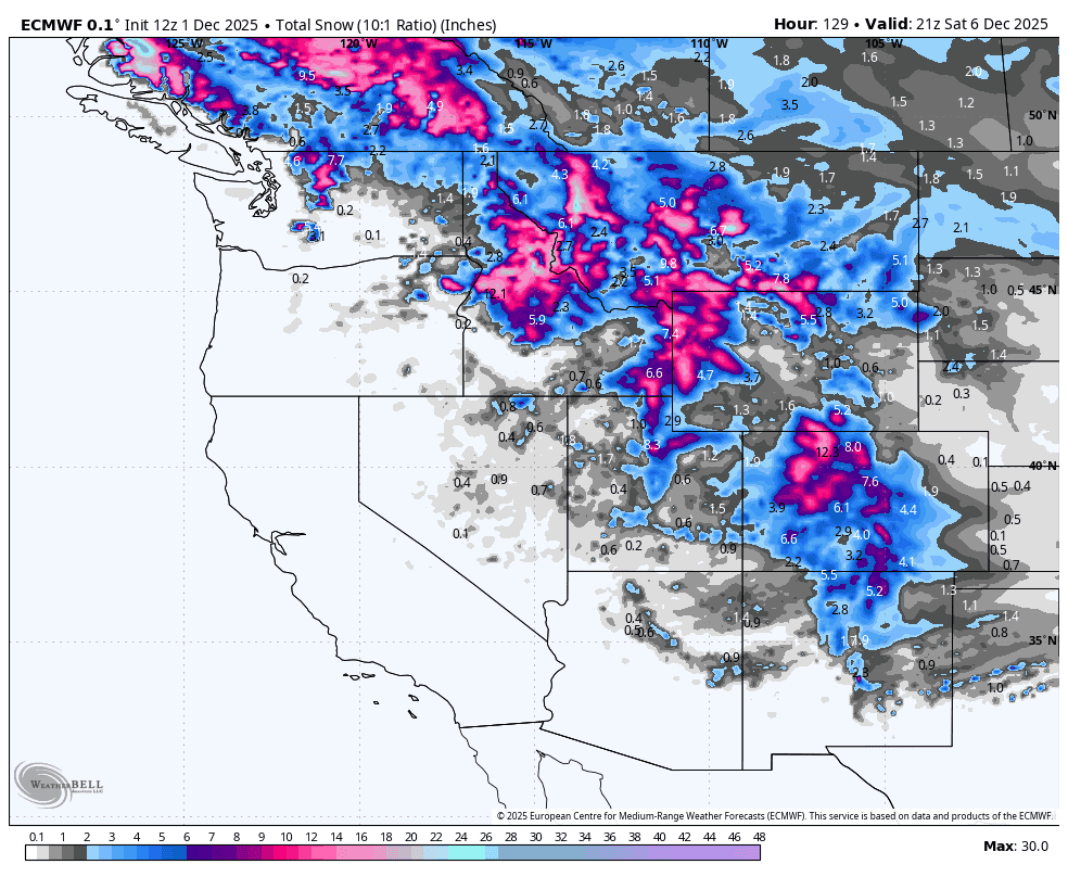 Up To Three Feet of Snow Forecast for Western Ski Resorts - Powder