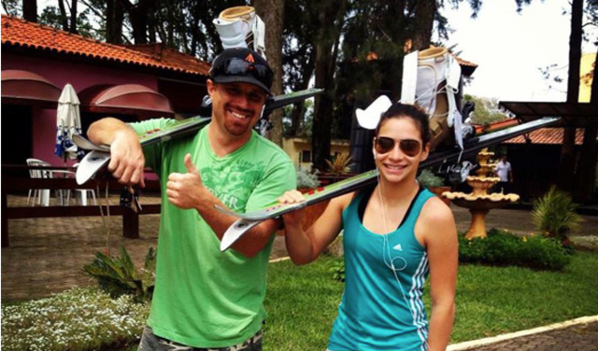 Cool Runnings, the Brazilian version. Coach Ryan Snow and athlete Lais de Souza hope to represent Brazil at Sochi in freestyle aerials skiing. PHOTO: CBDN