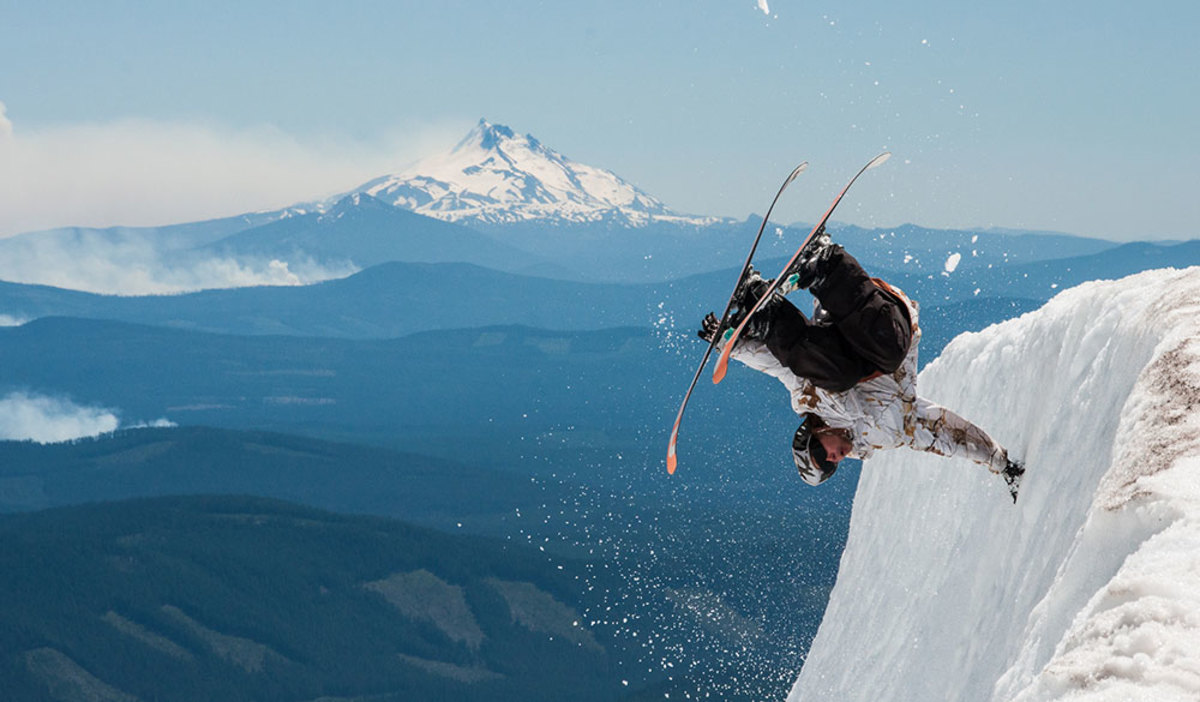 Magnus Graner handplants at Windell's, his campsite The Studio somewhere in the woods below. PHOTO: Ethan Stone
