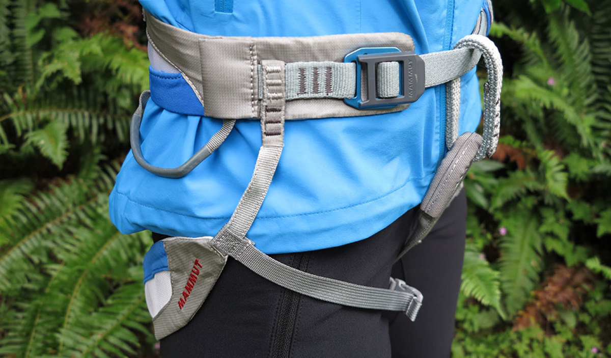 Can't forget to double back with the spiffy "quick clips" on the Mammut Zephir Altitude Harness. PHOTO: Erin Smart