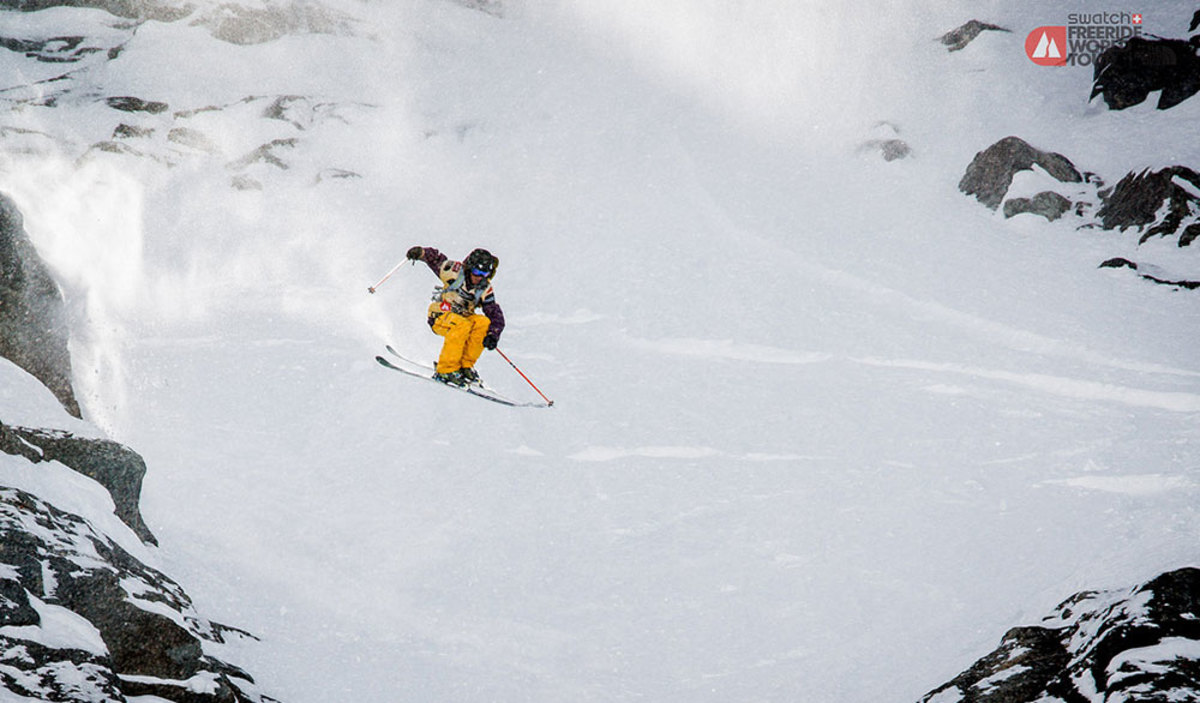 Defending Champion Loic Collomb-Patton flashing an air in his winning run at the Verbier Extreme last year. PHOTO: Freeride World Tour