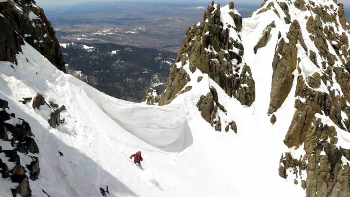 Another day in the life of Frank Consella. Here, he skis the Snake Couloir on Sneffels. PHOTO: 14er Skiers