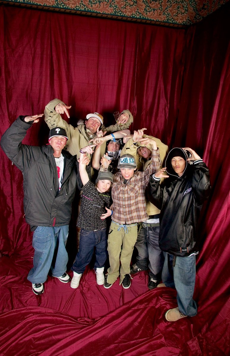 Squad rolls deep. CR Johnson, Eric Iberg, Mickael Deschenaux, Sean Pettit, Kye Petersen, Tanner Hall, and Shoya Okasaki strike a pose in 2004.