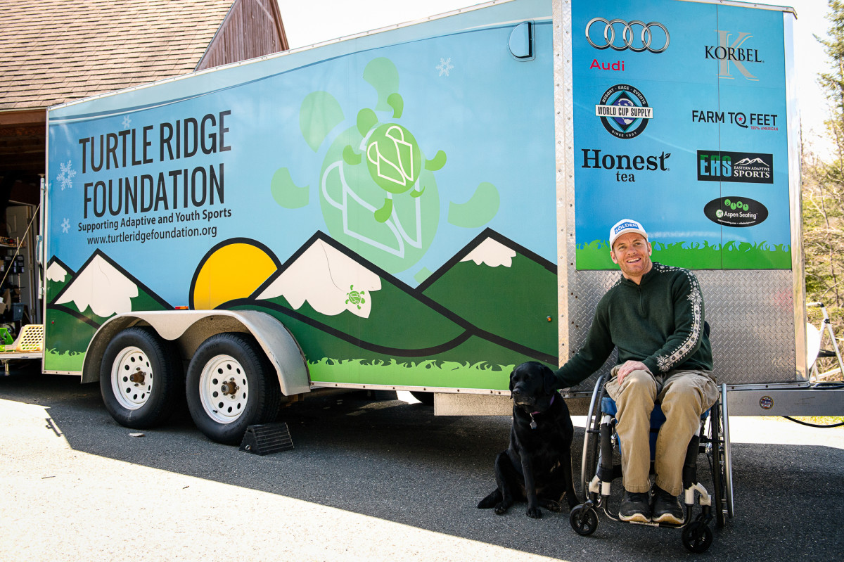 Cam Shaw Doran designs and builds custom monoskis that ease the burden on disabled skiers. Photo: Paul Hayes